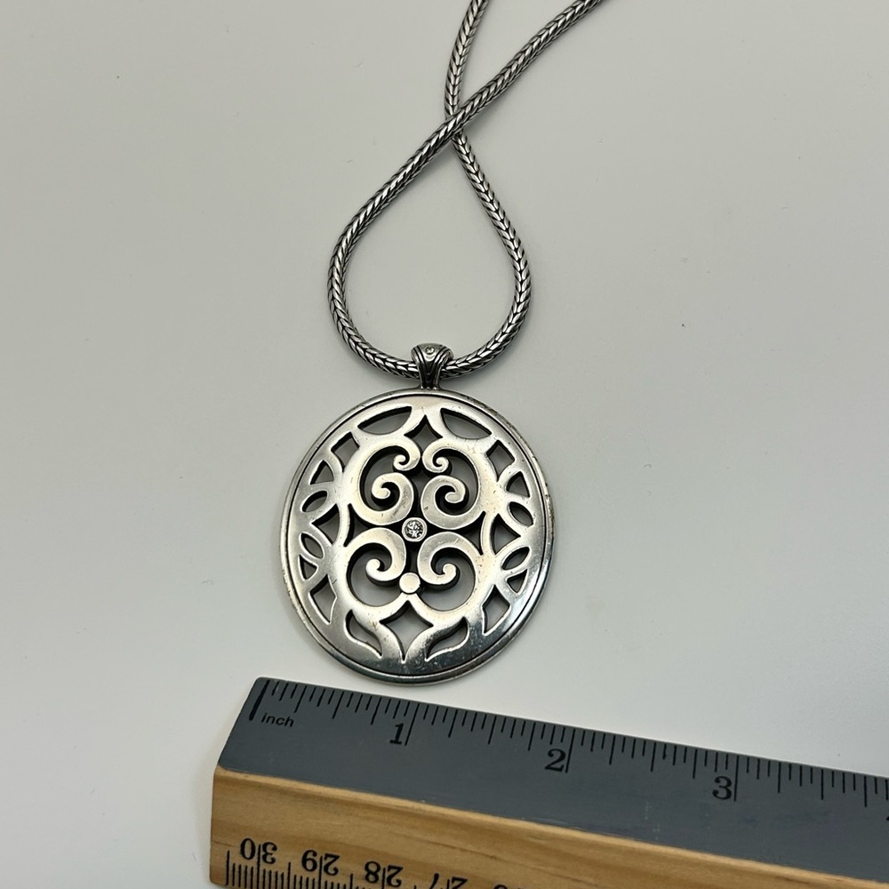 Brighton Destino Necklace 17" Silver Plated Crystal Adjustable Chunky Chain - Picture 11 of 15